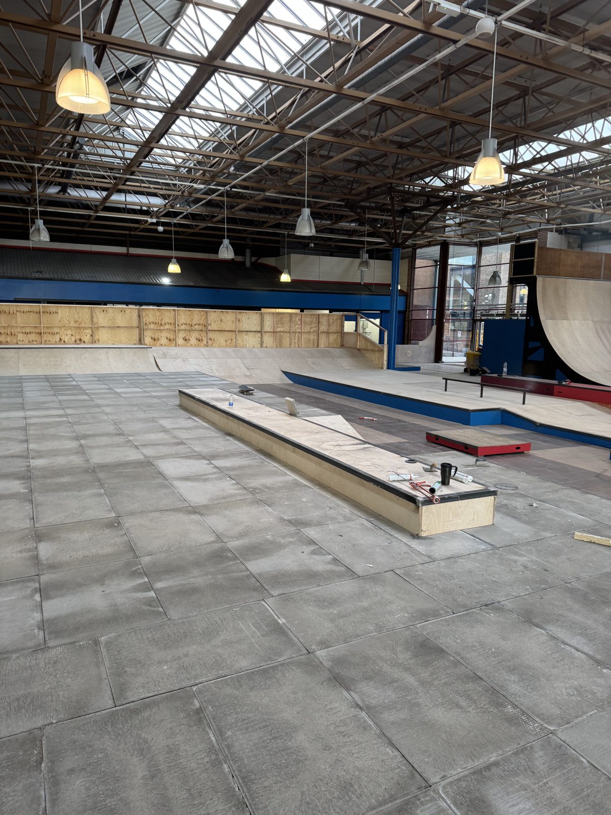 Skatepark ramps and features