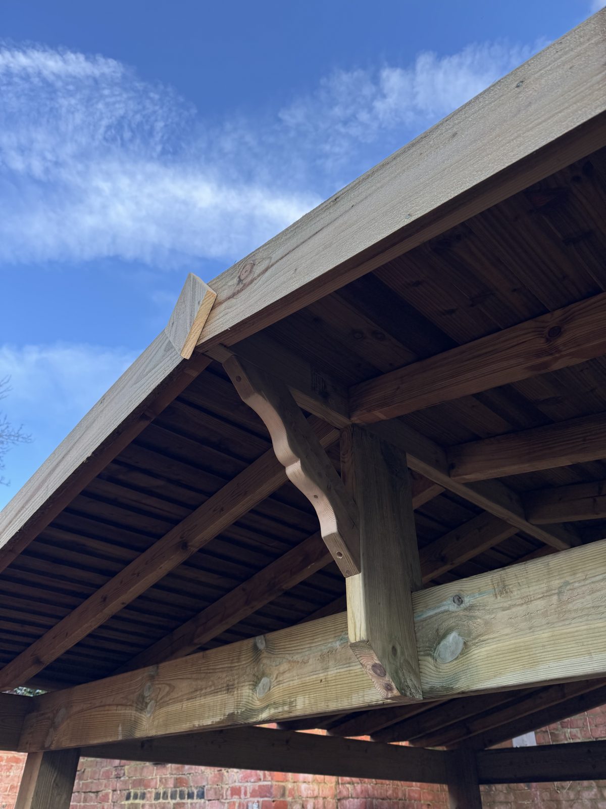Hand-built timber gazebo roof truss by Ace Carpentry